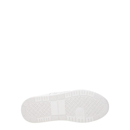 Sole view of Givenchy White Leather Low Top Sneakers showing logo detail and rubber material.