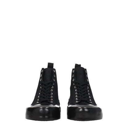 Jil Sander Black Fabric High Top Sneakers with lace-up closure and mid heels for casual style, round toe, rubber sole, MPN J16WS0009P5242001