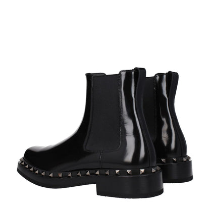 Valentino Garavani Black Leather Ankle Boots