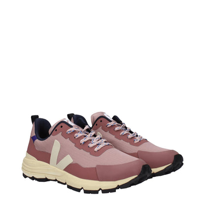 Veja Pink Fabric Athletic Sneakers with lace-up closure, side detail, and front logo, designed for sporty glam style.