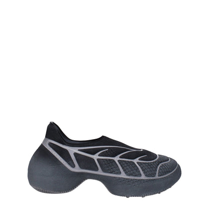 Givenchy Gray Fabric Athletic Sneakers with side logo, rubber sole, and round toe design in a stylish black-gray color.