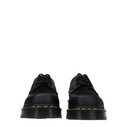 Dr. Martens Black Leather Oxfords And Derbies with lace-up front, rubber sole, and square toe design