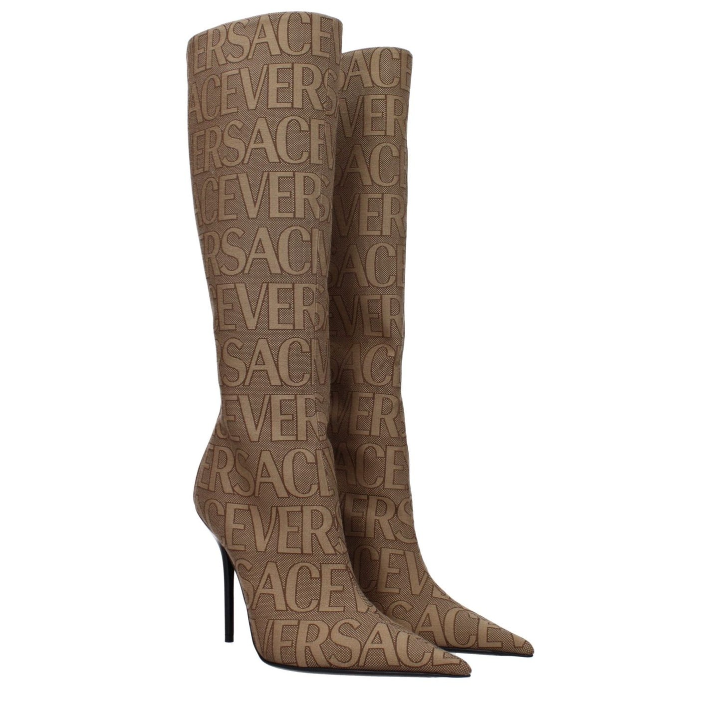 Versace Beige Fabric Boots