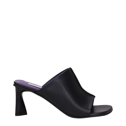 Stella McCartney Black Leather Stiletto Heel Sandals with eco leather, open toe, mid heels, and 7.5 cm height.