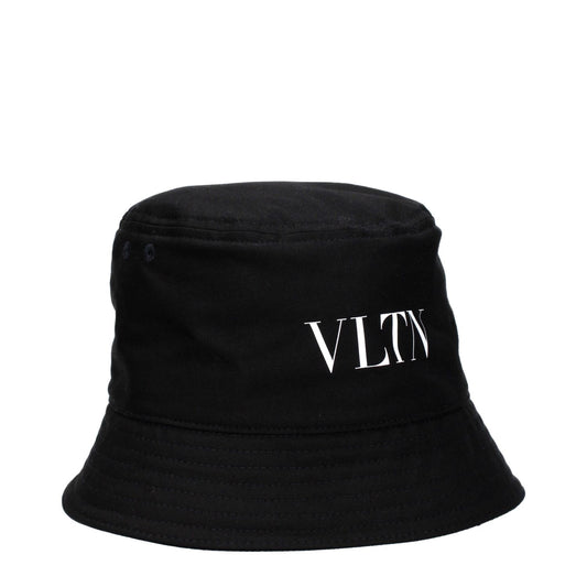 Valentino Garavani Black Cotton Bucket Hat with logo, casual style, made of 98% cotton and 2% elastane; MPN HGA11UXI0NI.
