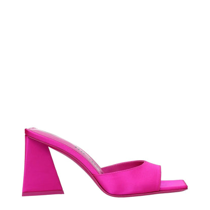 The Attico Pink Satin Stiletto Heel Sandals in fuchsia with 8.5 cm mid heels and open toe, MPN S772V007008.