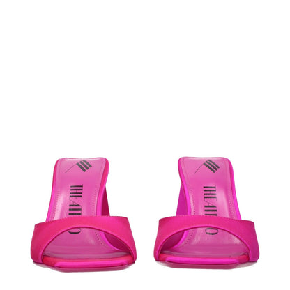 The Attico Pink Satin Stiletto Heel Sandals with open toe design, leather sole, and 8.5 cm mid heels, style S772V007008.