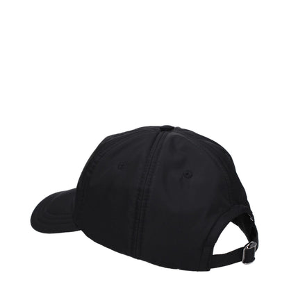 Valentino Garavani Black Polyamide Cap (Baseball Hat) with buckle closure, back view.