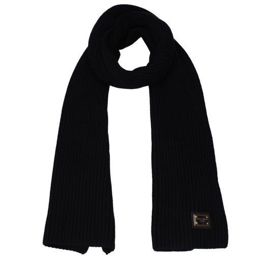 Dolce & Gabbana Black Cashmere Scarf with side logo, 100% cashmere, size 28x200 cm, casual style, MPN GXK64TJAWK0N0000.