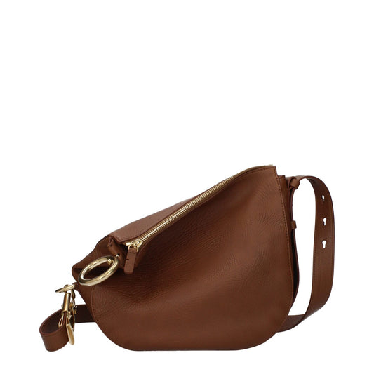 Burberry Brown Leather Crossbody Bag with adjustable strap and zip closure. Medium size, casual style with hazelnut accents.