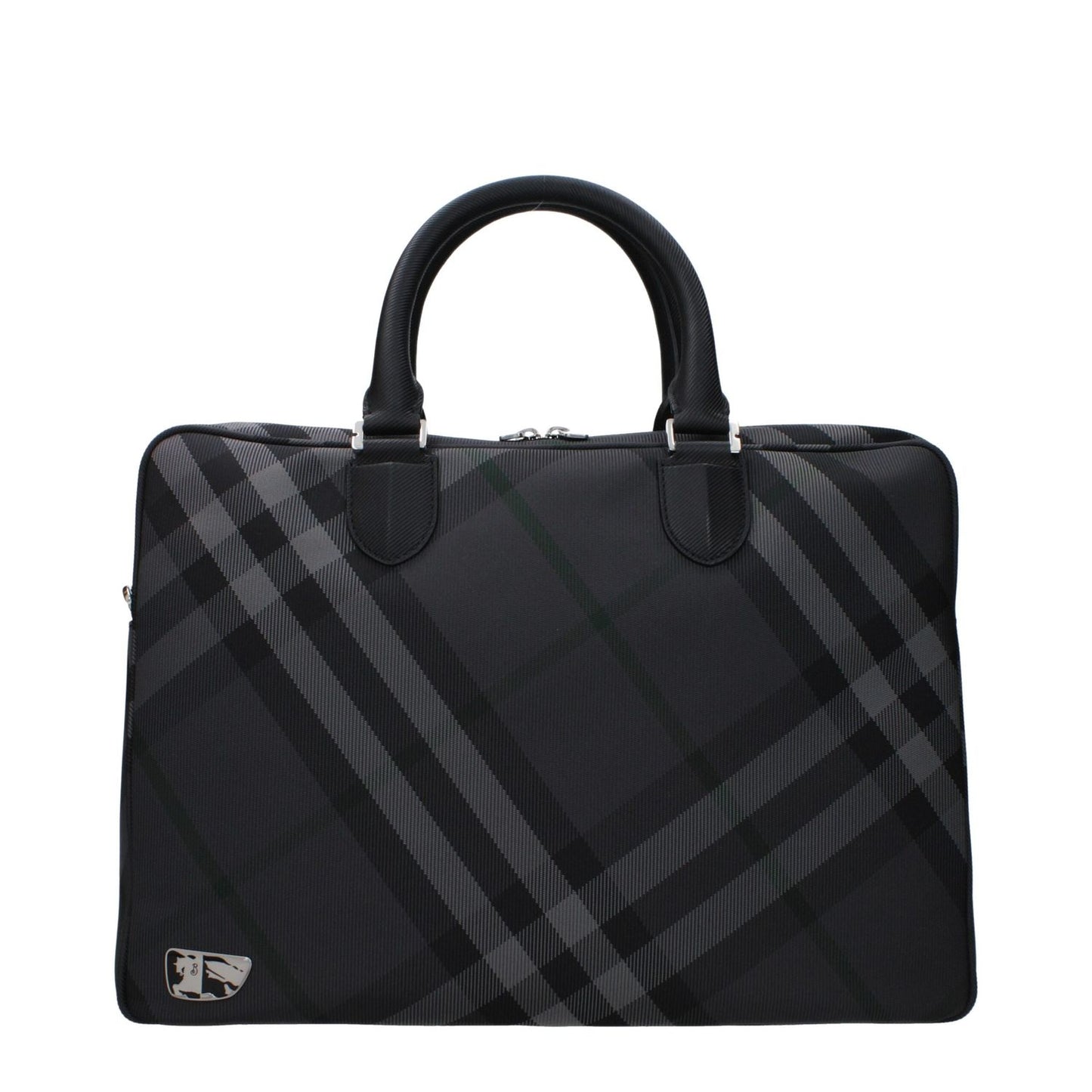 Burberry Gray Fabric Business And Laptop Bag