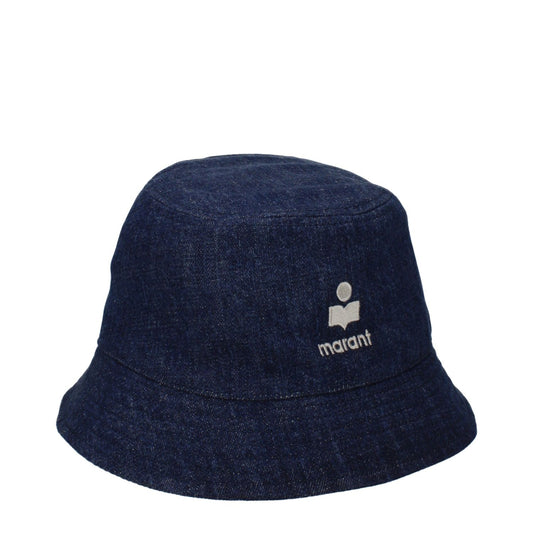 Isabel Marant Blue Cotton Bucket Hat with front logo, MPN CU001XFCB3C04A30BU, 100% cotton.
