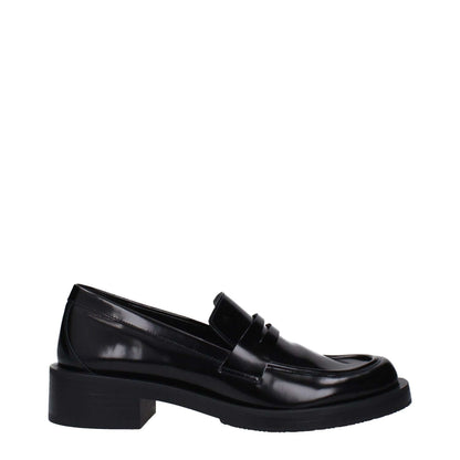 Stuart Weitzman Black Leather Slip-On Loafers
