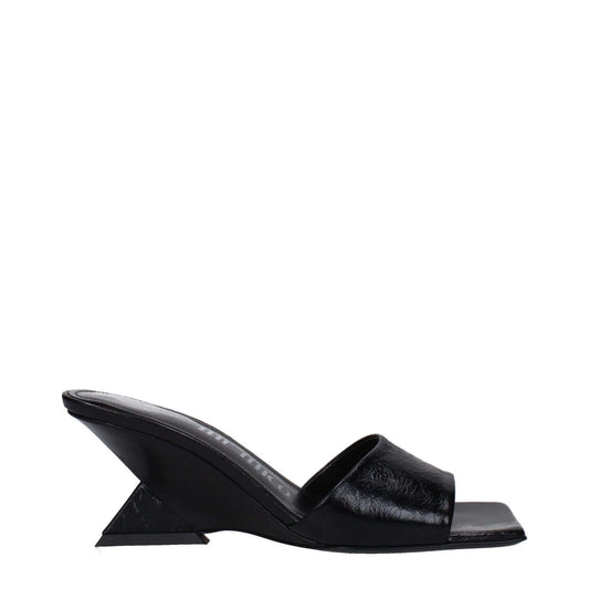 The Attico Black Leather Sandals