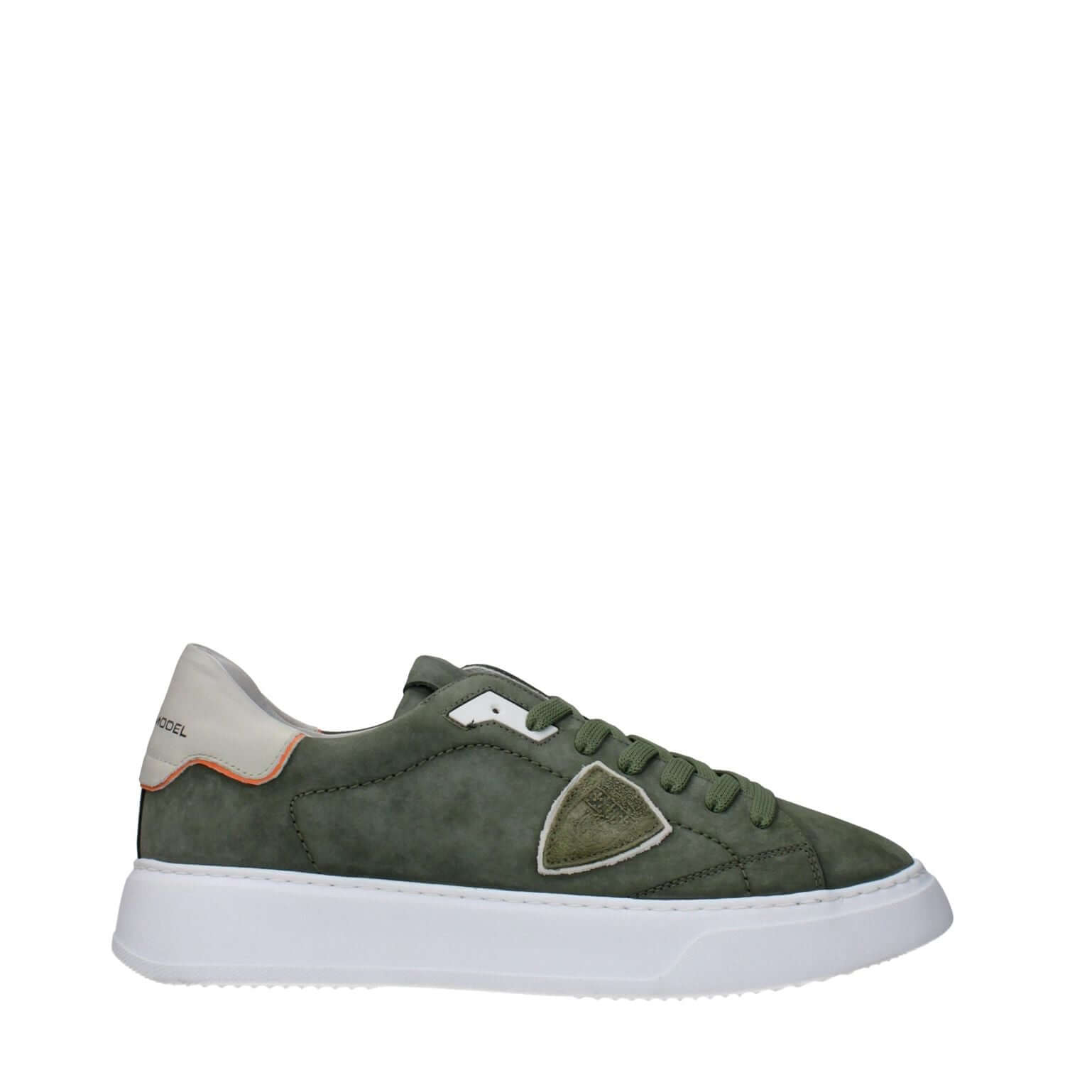 Philippe Model Green Leather Low Top Sneakers