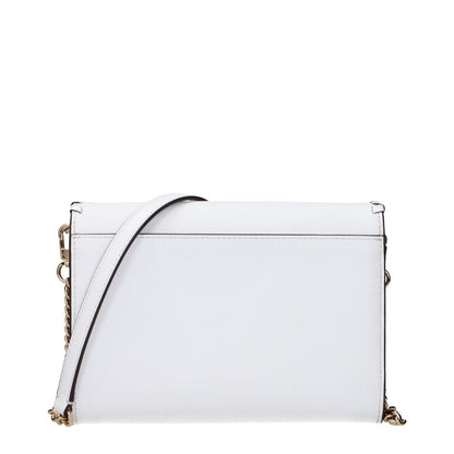 Tory Burch White Leather Clutch Bag with removable shoulder strap and front logo.