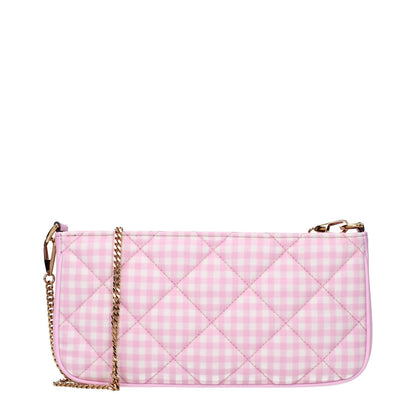 Versace Pink Fabric Shoulder Bag with quilted design and chain strap.