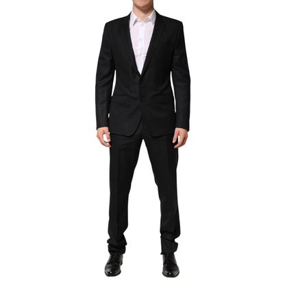 Dolce & Gabbana Black Jacquard Single Breasted 2 Piece Suit