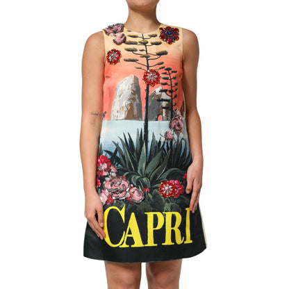 Dolce & Gabbana Multicolor Crystal Embellished A-line Mini Dress
