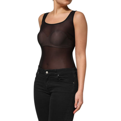 Dolce & Gabbana Black Nylon Sleeveless Round Neck Tank Top