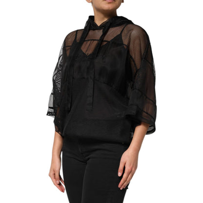 Dolce & Gabbana Black See Through Hooded Pullover Sweater