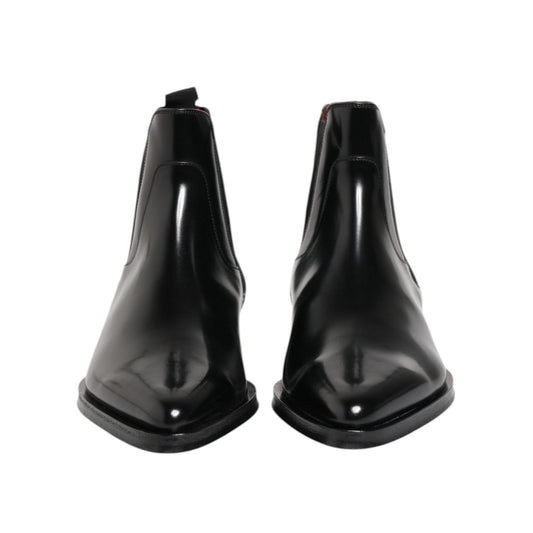 Dolce & Gabbana Black Leather MILLENIALS Mid Calf Boots Shoes
