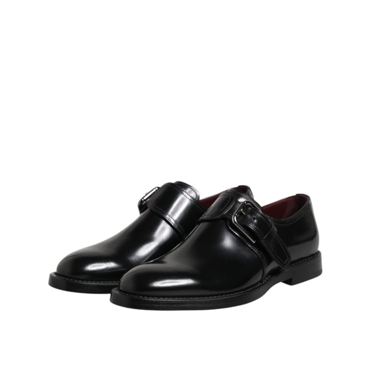 Dolce & Gabbana Black Leather Monk Strap Derby Formal Shoes