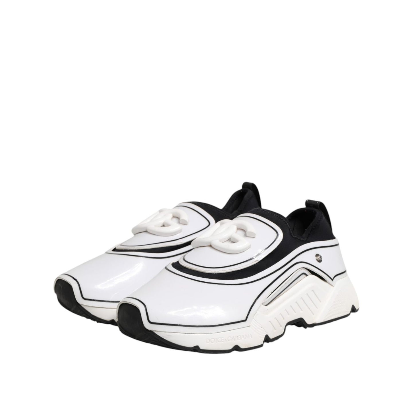 Dolce & Gabbana White Black Logo Plaque Daymaster Men Sneakers Shoes