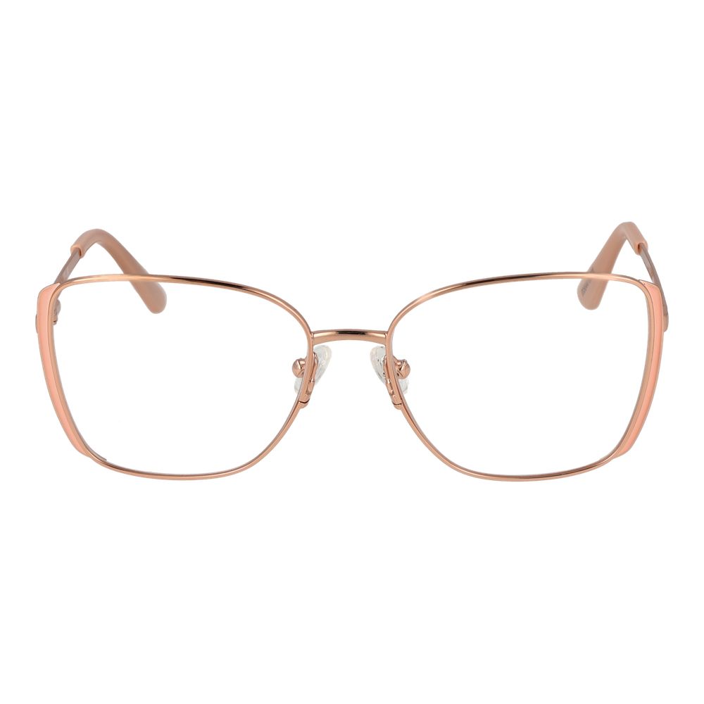 Guess Rose Gold Women Glasses Frame with full-rim metal square design, demo lenses, and spring hinges, size 54-16-140.