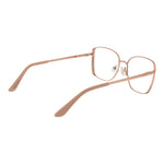 Guess Rose Gold Women Glasses Frame in metal full-rim square style with plastic demo lenses and spring hinge, size 54-16-140.