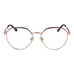 Guess Rose Gold Women Glasses Frame in full-rim metal with demo lenses, square shape, and spring hinge; includes branded case.