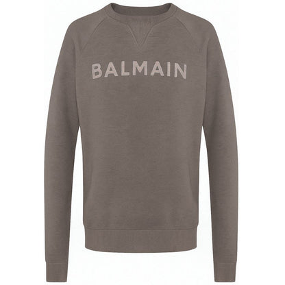 Balmain Gray Cotton Men Sweater