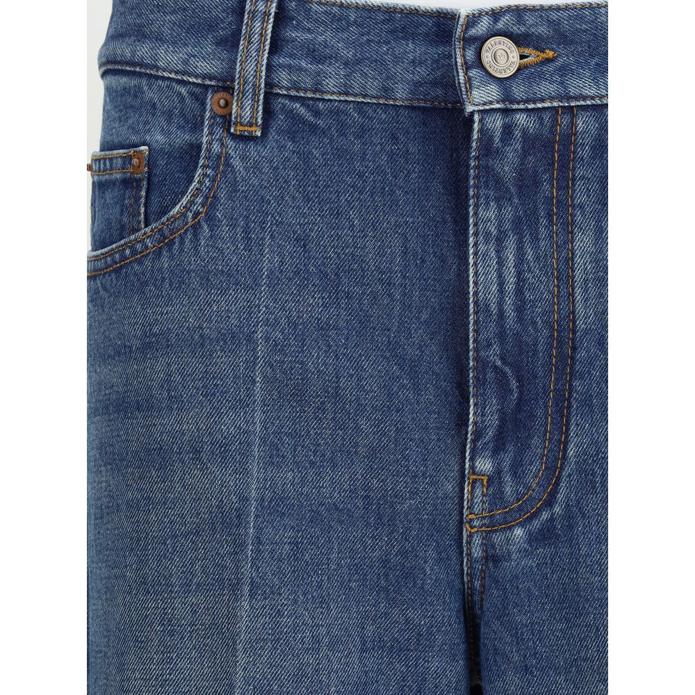 Valentino Blue Cotton Straight-Leg Jeans