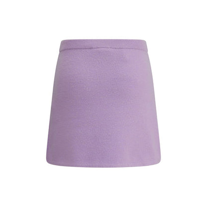 Self-Portrait Purple Viscose Mini Skirt with jewel embellishments and elastic waistband, featuring front slit pockets.