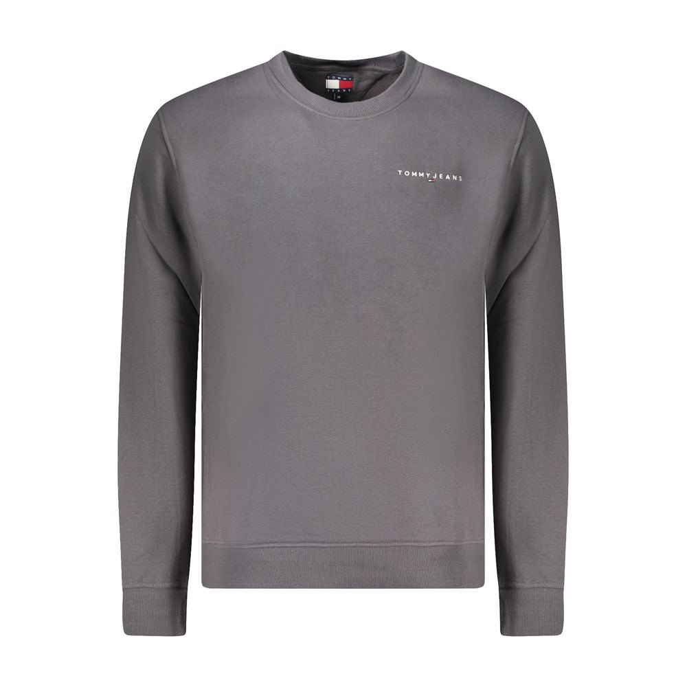 Tommy Hilfiger Gray Cotton Men Sweater with embroidered logo, highlighting comfort and sustainable design in stylish casualwear.