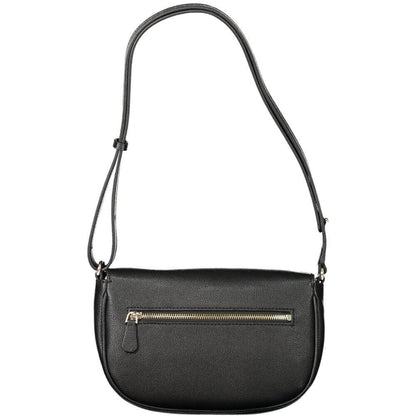 Guess Jeans Black Polyethylene Women Handbag with adjustable strap and multiple compartments, stylish and practical for daily use.