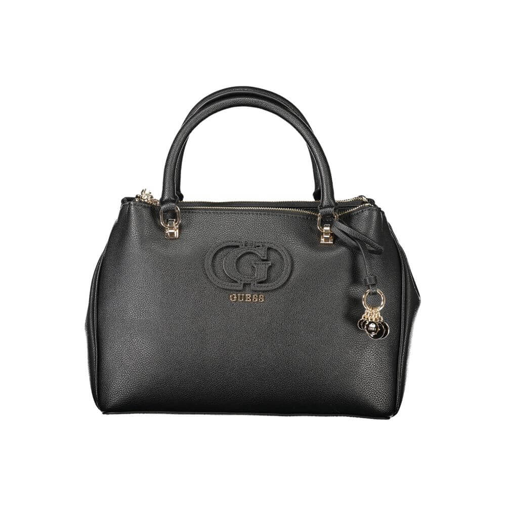 Alt Tag: Guess Jeans Black Polyethylene Women Handbag with sturdy handles and adjustable shoulder strap