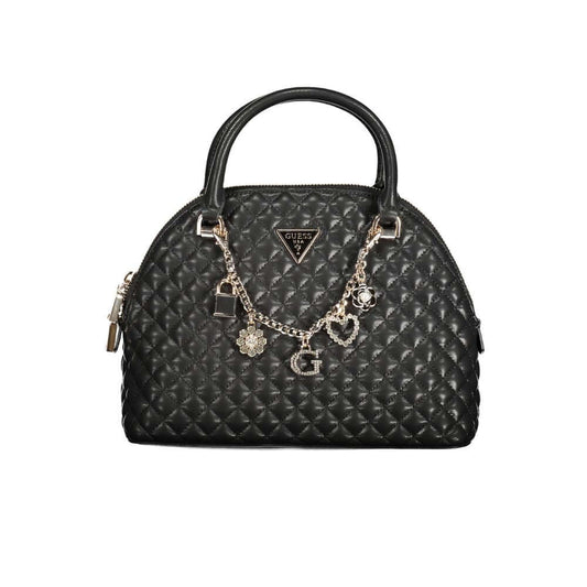 Guess Jeans Black Polyethylene Women Handbag with quilted design and charm details