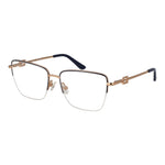 Guess Gray Women Glasses Frame, half-rim, metal, rectangle style, demo lenses, spring hinge, gray color, includes branded case.