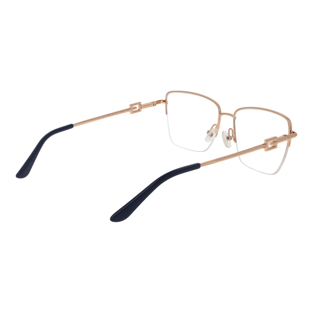Guess Gray Women Glasses Frame half-rim metal rectangle design with demo lenses, spring hinge, and branded case, size 55-16-140.