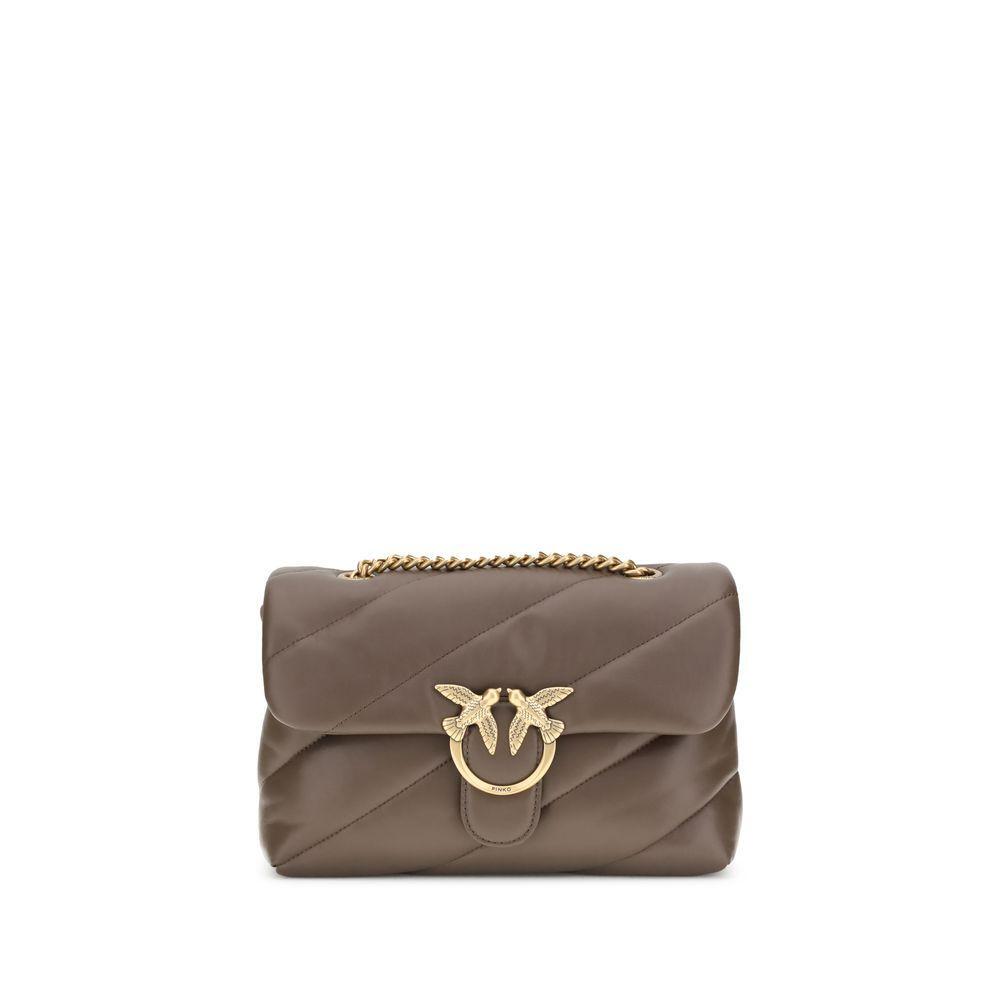PINKO Brown Calf Leather Bos Taurus Shoulder Bag