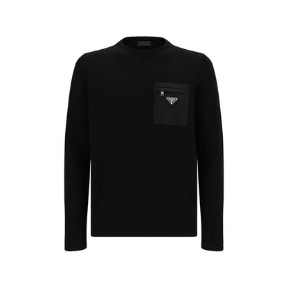 Prada Black Fleece Wool Sweatshirt