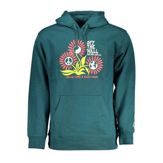 Vans Green Cotton Sweater long-sleeved hooded sweatshirt with logo print and central pocket.