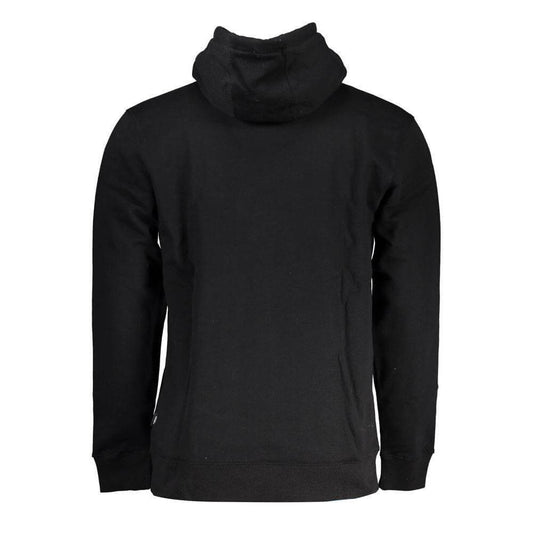 Vans Black Cotton Sweater with hood, long sleeves, central pocket, logo print, and comfortable fit.