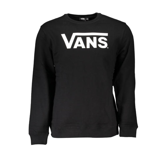 Vans Black Cotton Sweater - Long sleeve fleece crew neck with print logo on front.