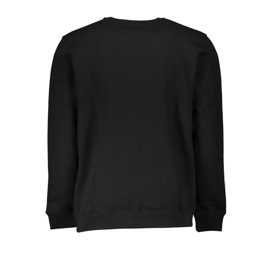 Vans Black Cotton Sweater with long sleeves, crew neck, and logo print. Fleece material for comfort.