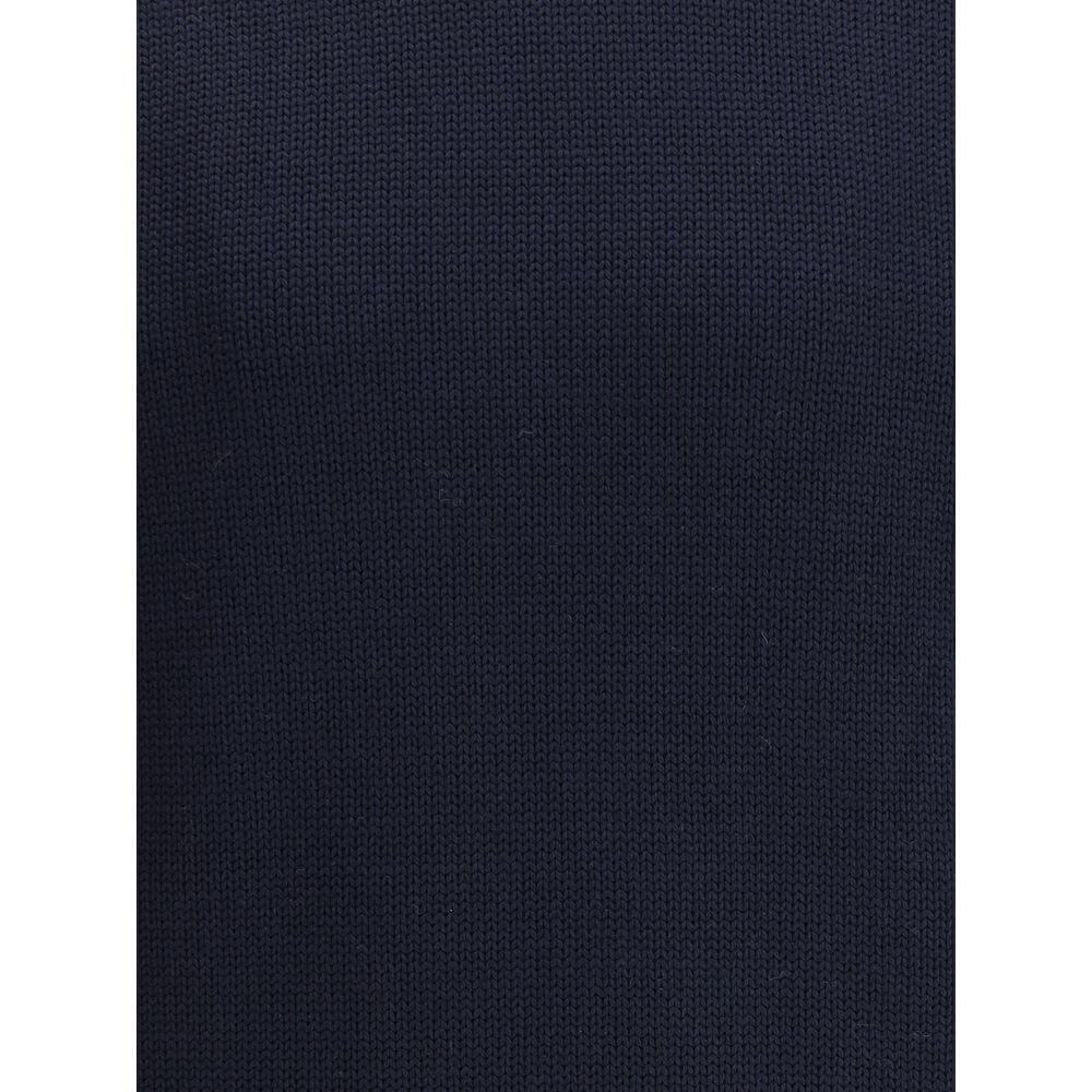 Texture of the Roberto Collina Blue Merino Wool Turtleneck fabric, showcasing its quality and material detail.