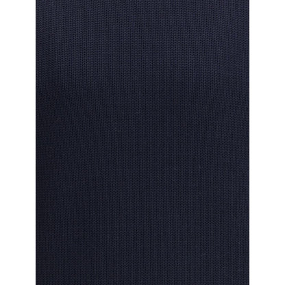 Texture of the Roberto Collina Blue Merino Wool Turtleneck fabric, showcasing its quality and material detail.