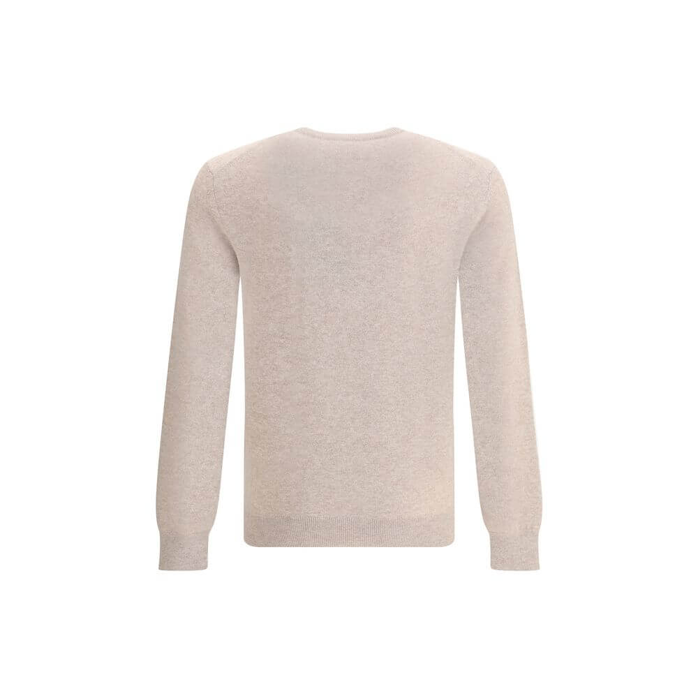 ZEGNA Beige Cashmere Cashmere Sweater, luxurious Italian-made, soft knit, ribbed crew neck, timeless elegance, 100% cashmere, regular fit.