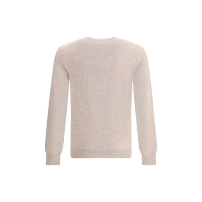 ZEGNA Beige Cashmere Cashmere Sweater, luxurious Italian-made, soft knit, ribbed crew neck, timeless elegance, 100% cashmere, regular fit.